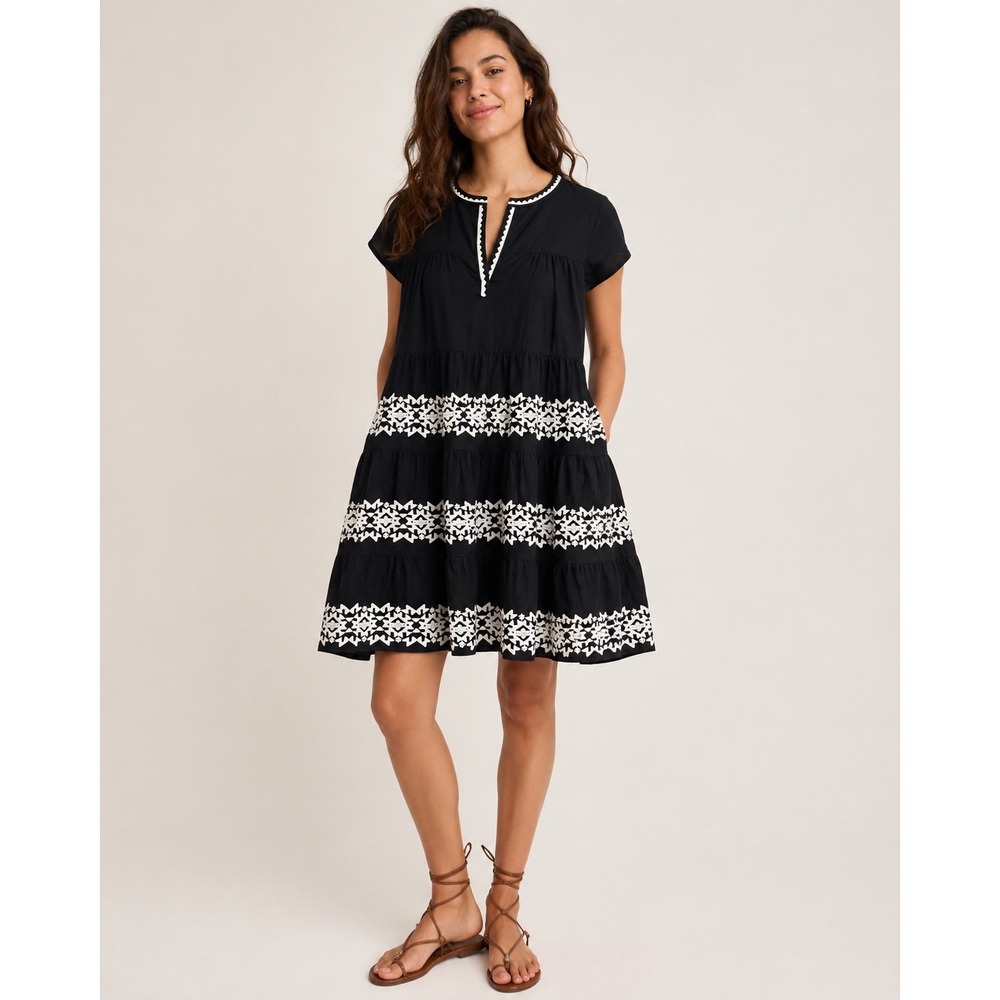 Roller Rabbit Black and White Tiered Mini Dress